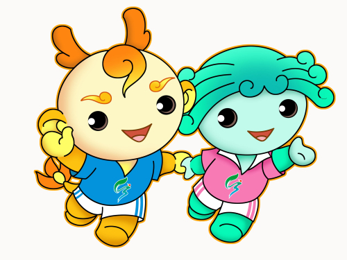 第十三屆區運會吉祥物“龍龍”、“和和”。 